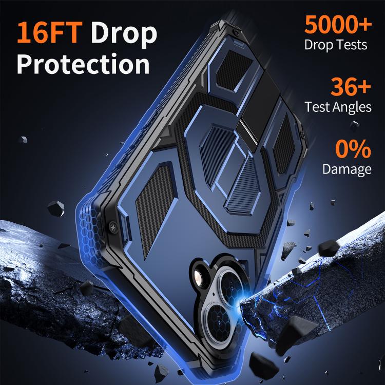 For iPhone 16 Plus Hidden Metal Holder Magnetic Shockproof Phone Case