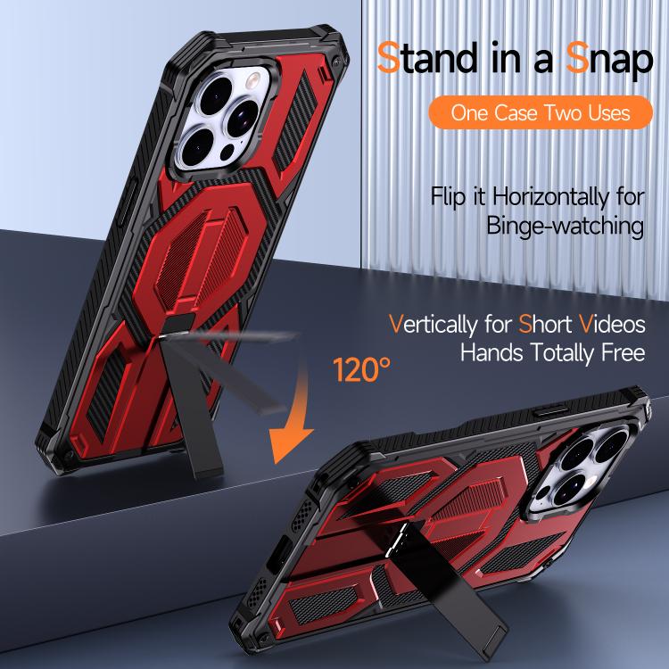 For iPhone 15 Pro Max Hidden Metal Holder Magnetic Shockproof Phone Case