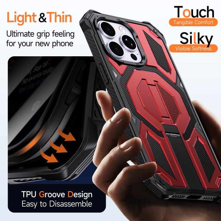 For iPhone 15 Pro Max Hidden Metal Holder Magnetic Shockproof Phone Case