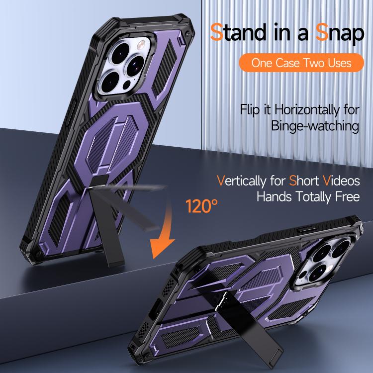 For iPhone 15 Pro Max Hidden Metal Holder Magnetic Shockproof Phone Case