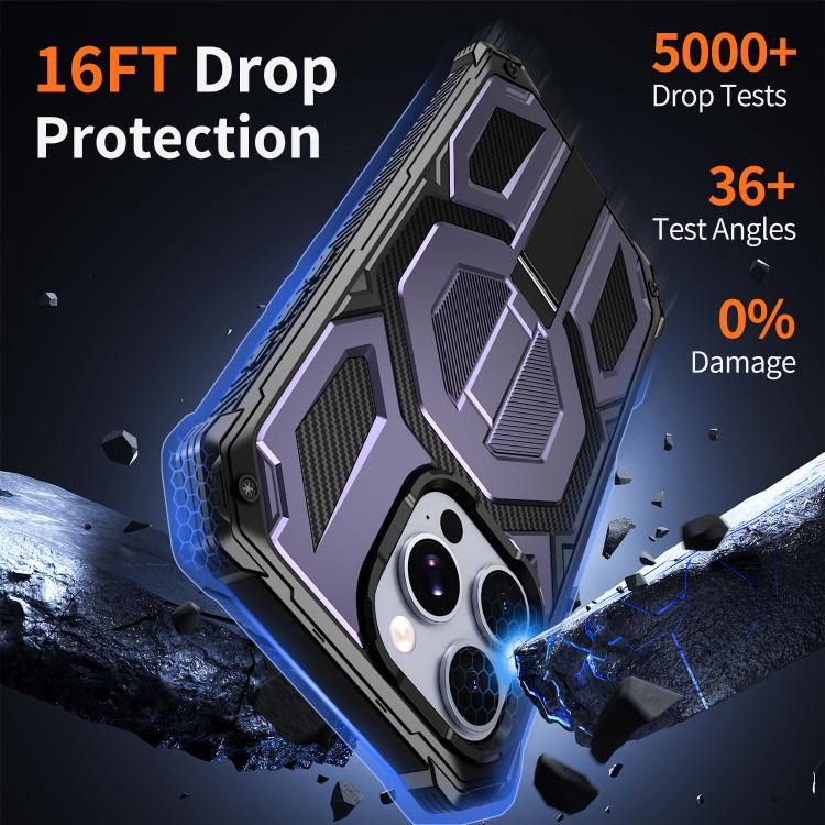 For iPhone 15 Pro Max Hidden Metal Holder Magnetic Shockproof Phone Case