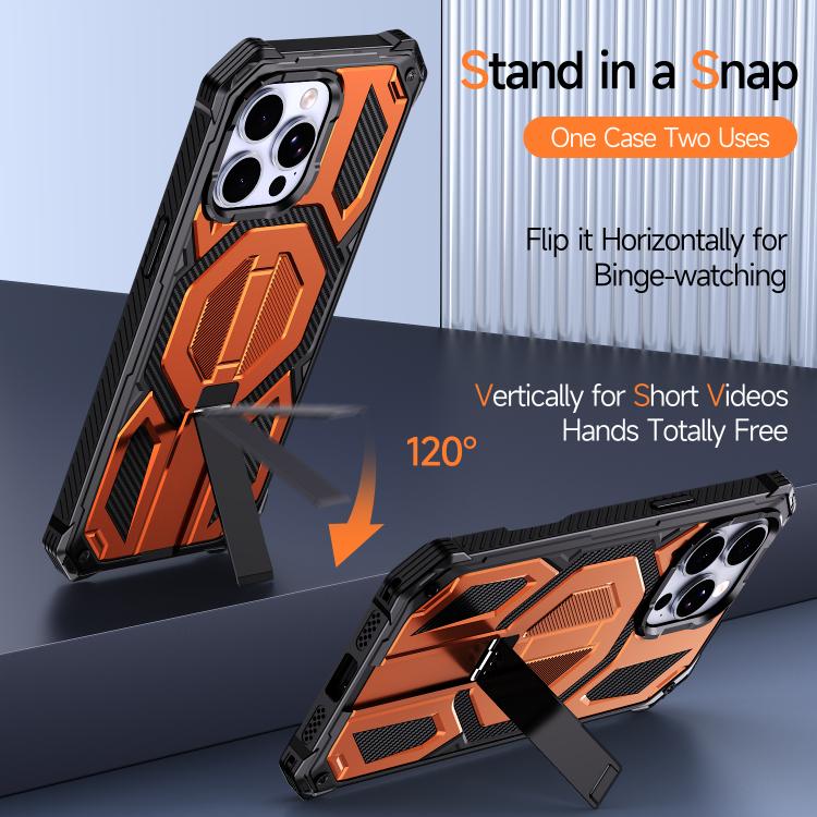 For iPhone 15 Pro Hidden Metal Holder Magnetic Shockproof Phone Case