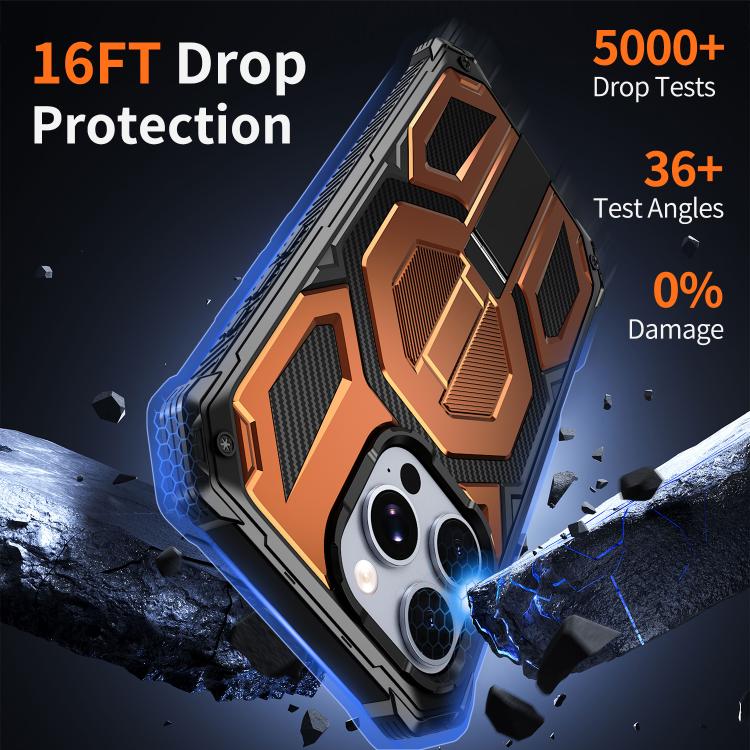 For iPhone 15 Pro Hidden Metal Holder Magnetic Shockproof Phone Case