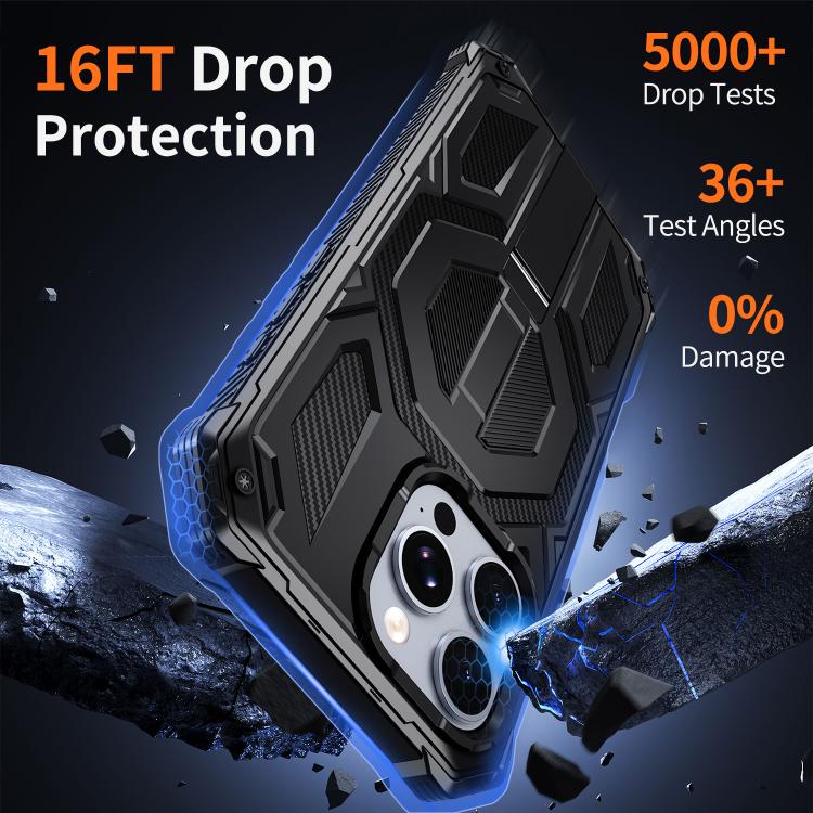 For iPhone 15 Pro Hidden Metal Holder Magnetic Shockproof Phone Case