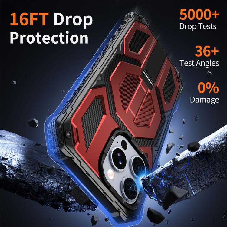 For iPhone 15 Pro Hidden Metal Holder Magnetic Shockproof Phone Case