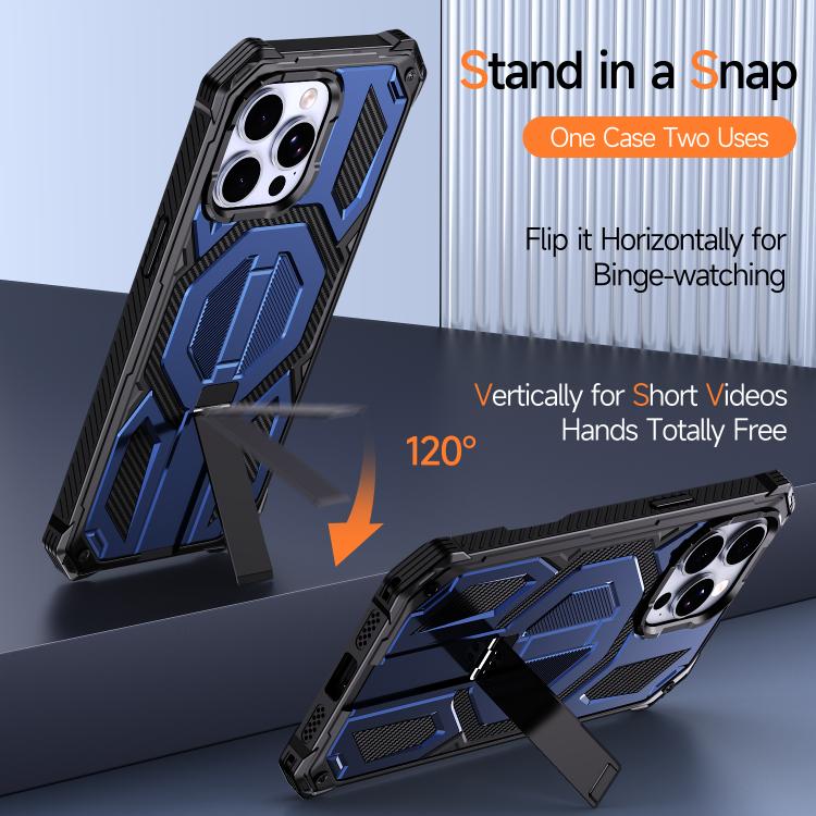 For iPhone 15 Pro Hidden Metal Holder Magnetic Shockproof Phone Case