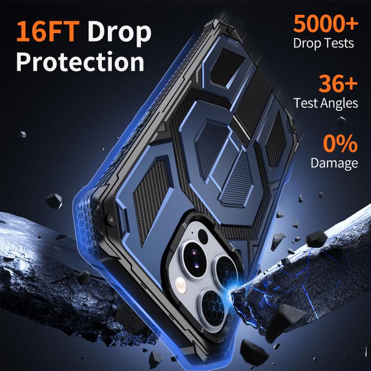 For iPhone 15 Pro Hidden Metal Holder Magnetic Shockproof Phone Case
