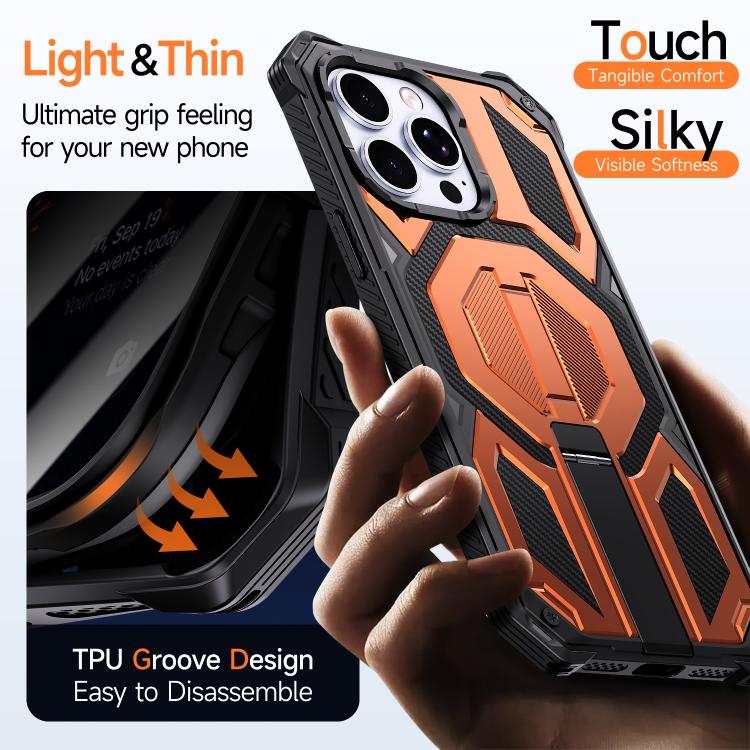 For iPhone 14 Pro Max Hidden Metal Holder Magnetic Shockproof Phone Case