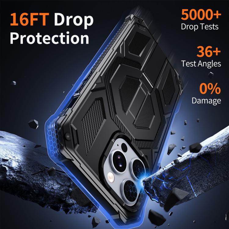 For iPhone 14 Pro Max Hidden Metal Holder Magnetic Shockproof Phone Case
