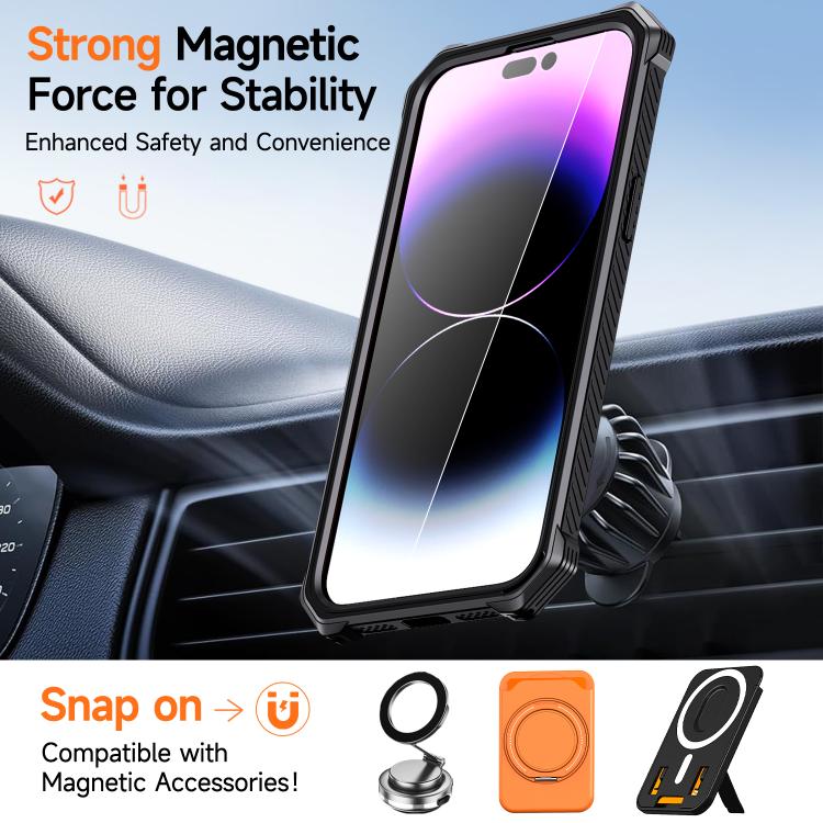 For iPhone 14 Pro Max Hidden Metal Holder Magnetic Shockproof Phone Case