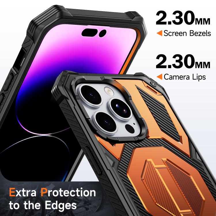 For iPhone 14 Pro Hidden Metal Holder Magnetic Shockproof Phone Case