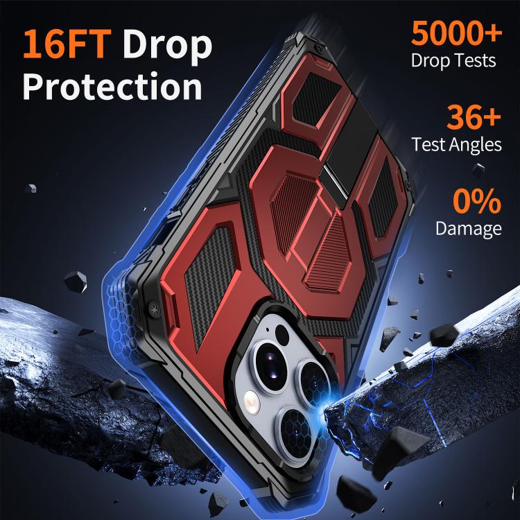 For iPhone 14 Pro Hidden Metal Holder Magnetic Shockproof Phone Case