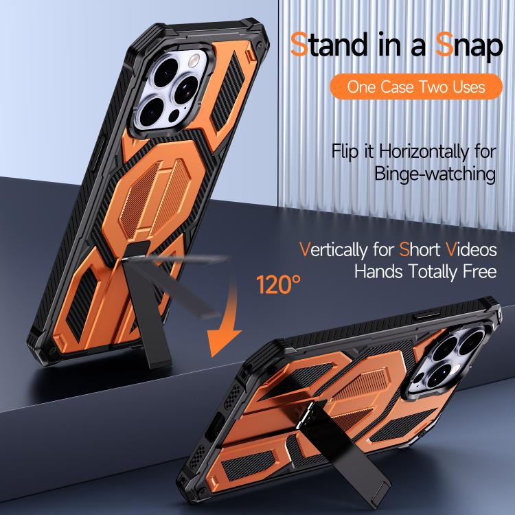 For iPhone 13 Pro Max Hidden Metal Holder Magnetic Shockproof Phone Case