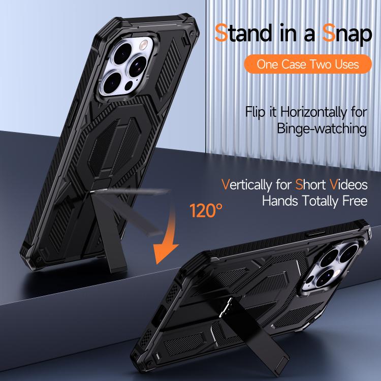 For iPhone 13 Pro Max Hidden Metal Holder Magnetic Shockproof Phone Case