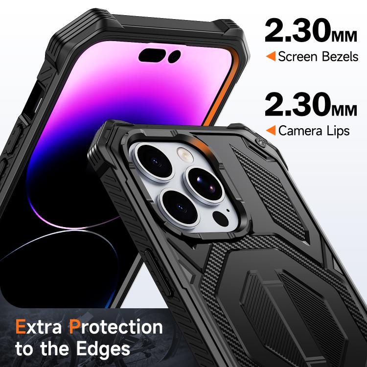 For iPhone 13 Pro Max Hidden Metal Holder Magnetic Shockproof Phone Case