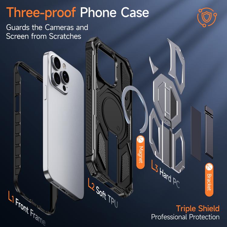 For iPhone 13 Pro Max Hidden Metal Holder Magnetic Shockproof Phone Case