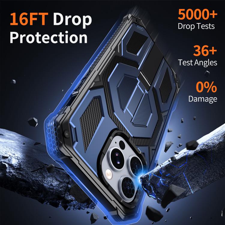 For iPhone 13 Pro Max Hidden Metal Holder Magnetic Shockproof Phone Case