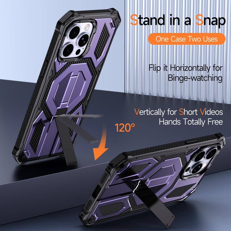 For iPhone 13 Pro Max Hidden Metal Holder Magnetic Shockproof Phone Case