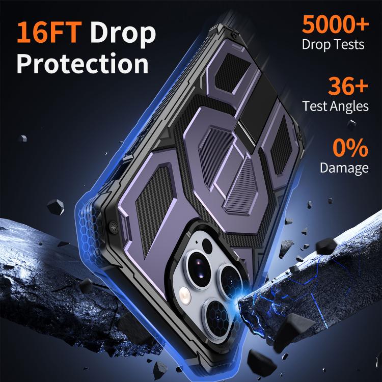 For iPhone 13 Pro Max Hidden Metal Holder Magnetic Shockproof Phone Case