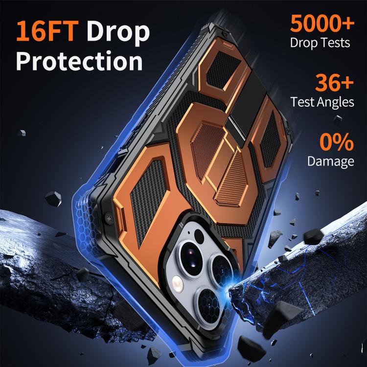 For iPhone 13 Pro Hidden Metal Holder Magnetic Shockproof Phone Case