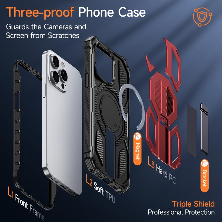 For iPhone 13 Pro Hidden Metal Holder Magnetic Shockproof Phone Case