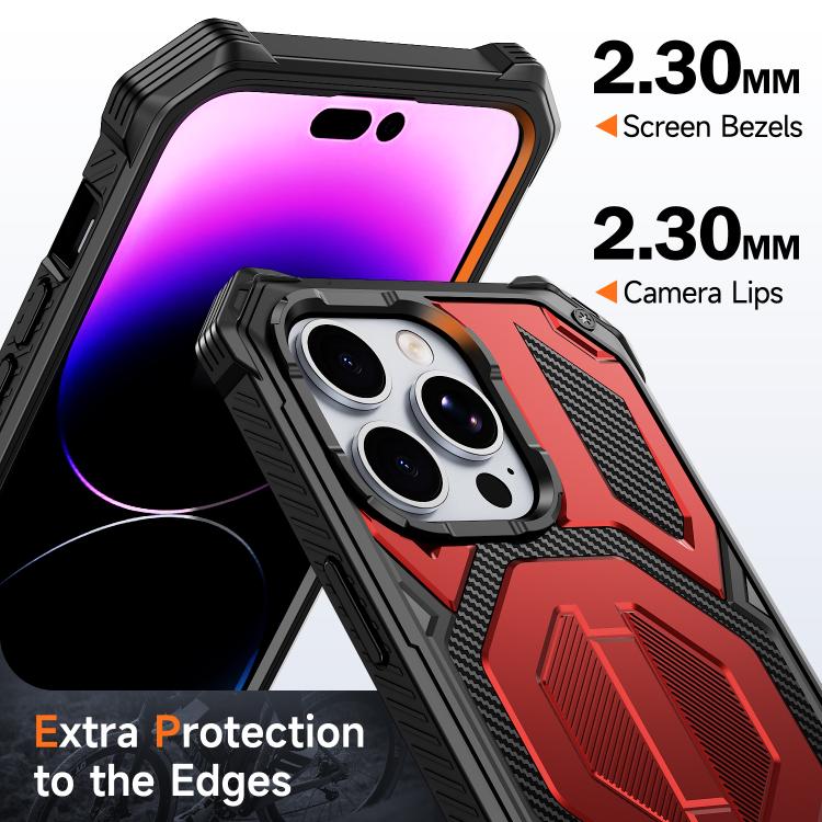 For iPhone 13 Pro Hidden Metal Holder Magnetic Shockproof Phone Case