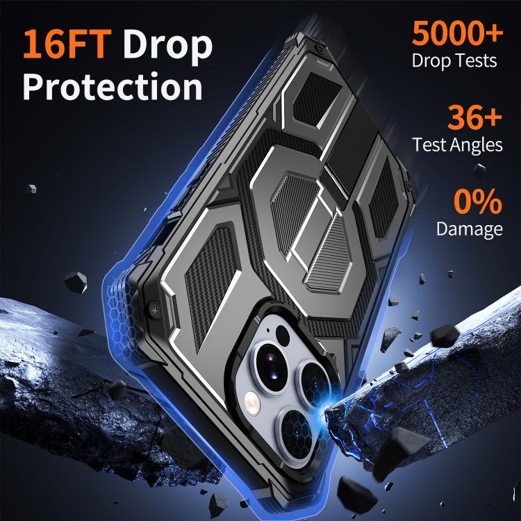 For iPhone 13 Pro Hidden Metal Holder Magnetic Shockproof Phone Case