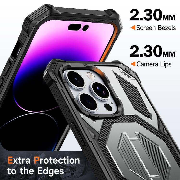 For iPhone 13 Pro Hidden Metal Holder Magnetic Shockproof Phone Case