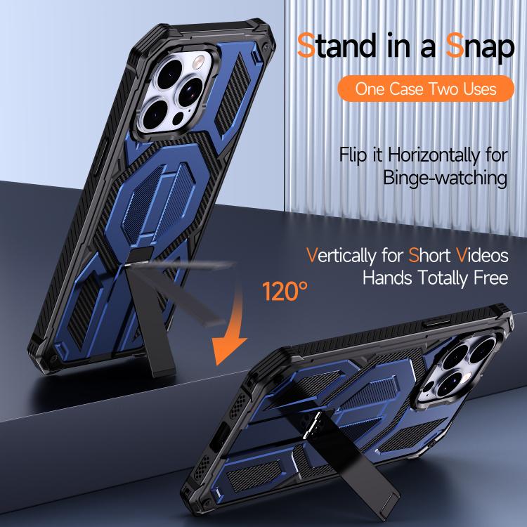 For iPhone 13 Pro Hidden Metal Holder Magnetic Shockproof Phone Case