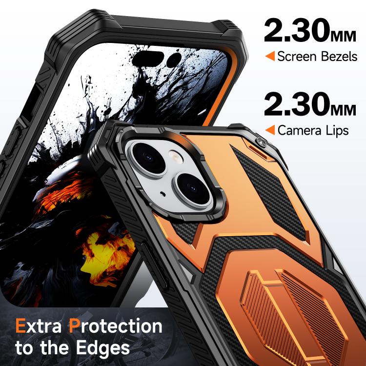 For iPhone 14 / 13 Hidden Metal Holder Magnetic Shockproof Phone Case