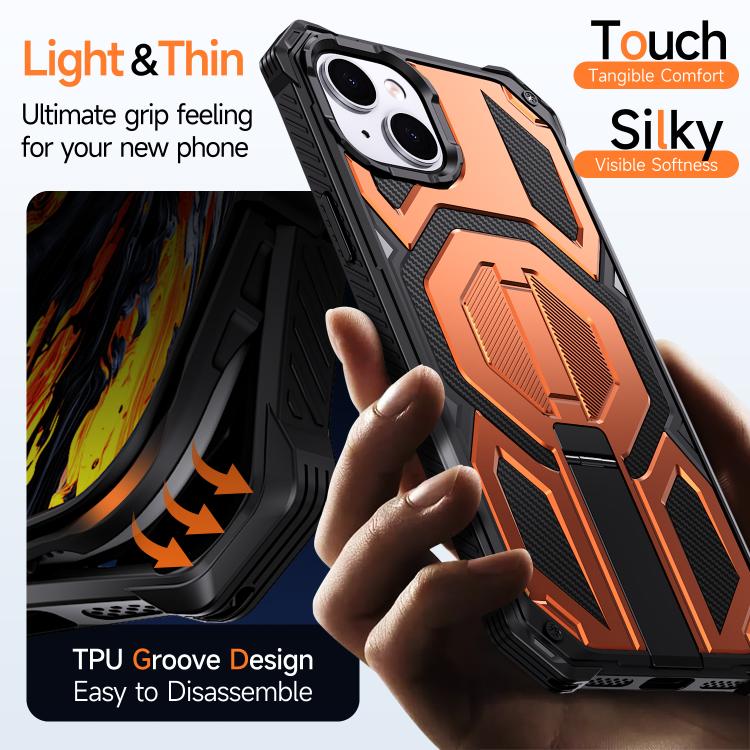 For iPhone 14 / 13 Hidden Metal Holder Magnetic Shockproof Phone Case