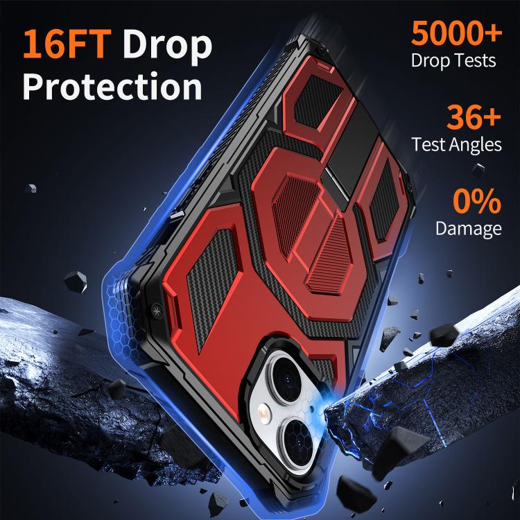 For iPhone 14 / 13 Hidden Metal Holder Magnetic Shockproof Phone Case