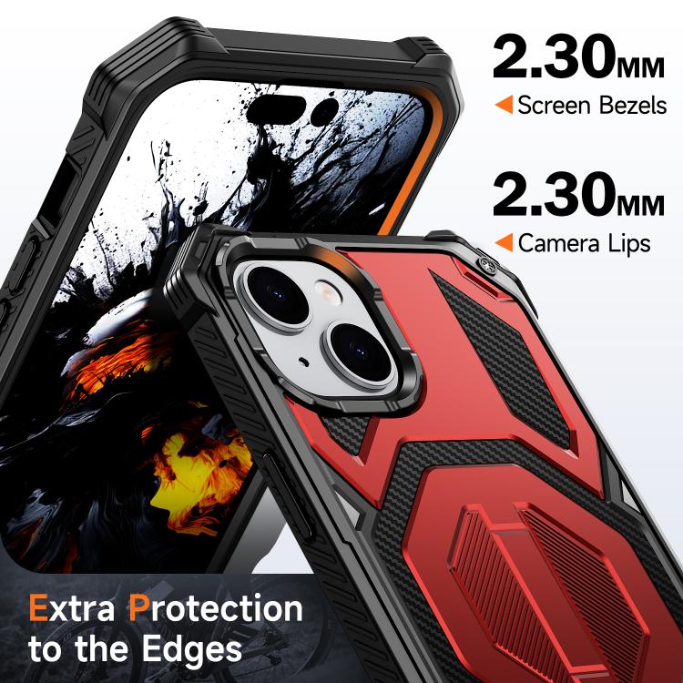 For iPhone 14 / 13 Hidden Metal Holder Magnetic Shockproof Phone Case