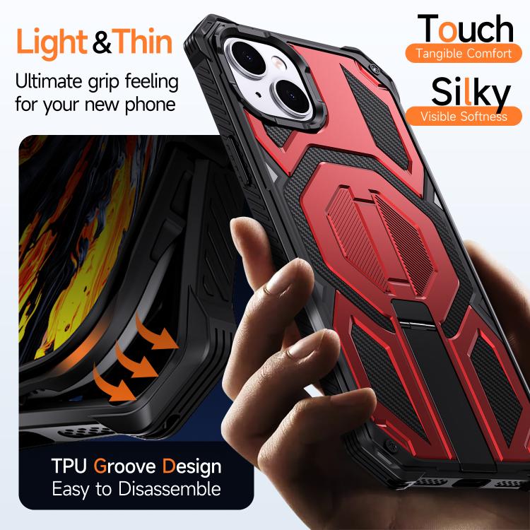 For iPhone 14 / 13 Hidden Metal Holder Magnetic Shockproof Phone Case