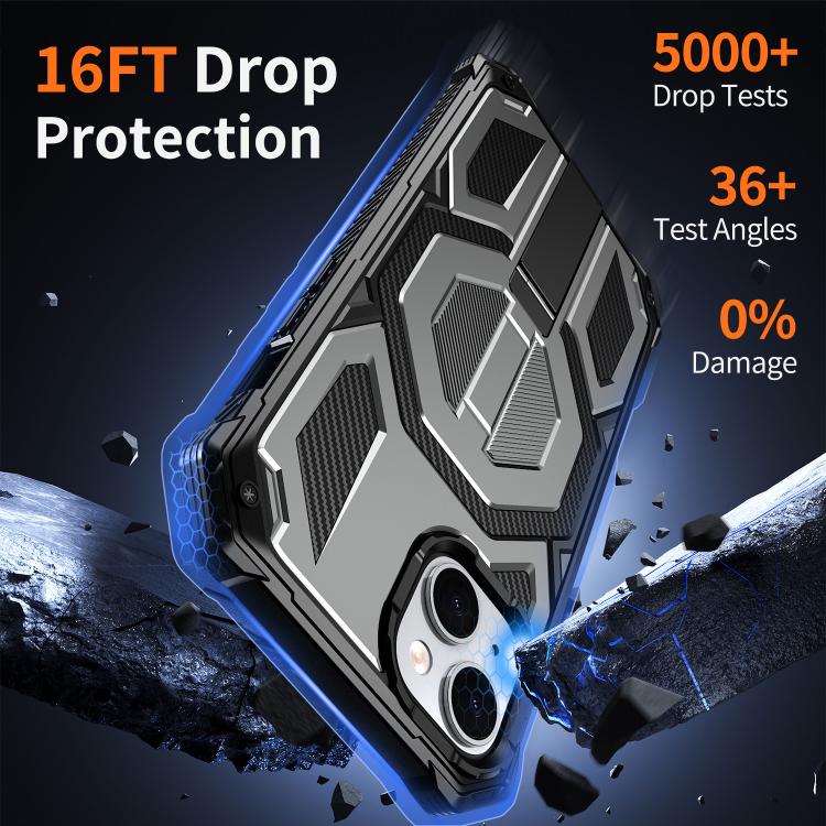 For iPhone 14 / 13 Hidden Metal Holder Magnetic Shockproof Phone Case
