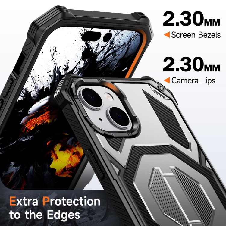 For iPhone 14 / 13 Hidden Metal Holder Magnetic Shockproof Phone Case