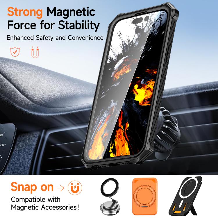For iPhone 14 / 13 Hidden Metal Holder Magnetic Shockproof Phone Case