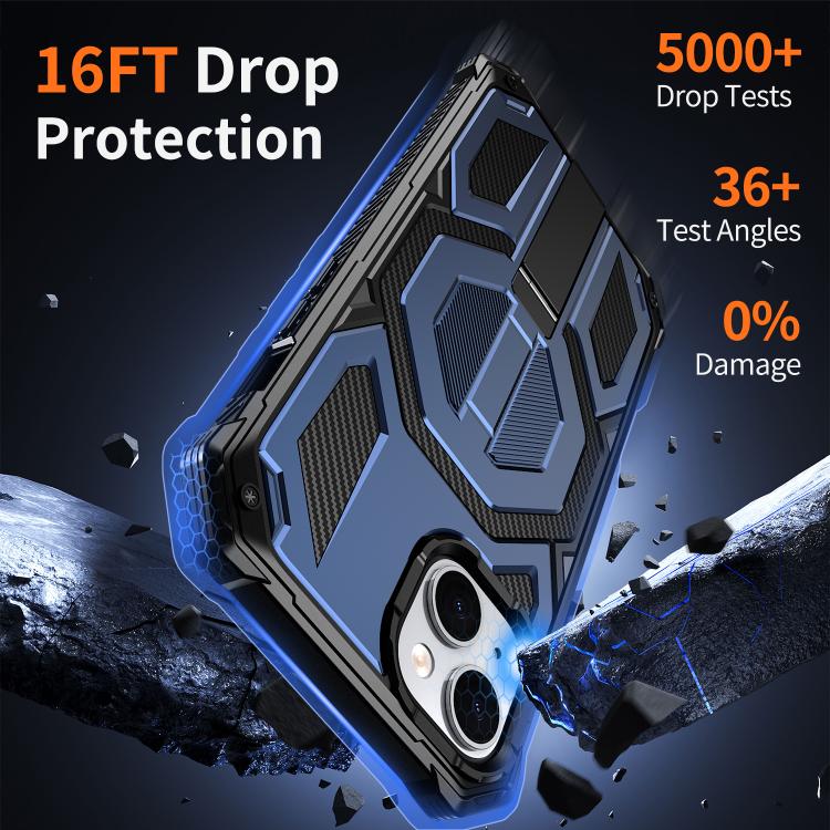 For iPhone 14 / 13 Hidden Metal Holder Magnetic Shockproof Phone Case