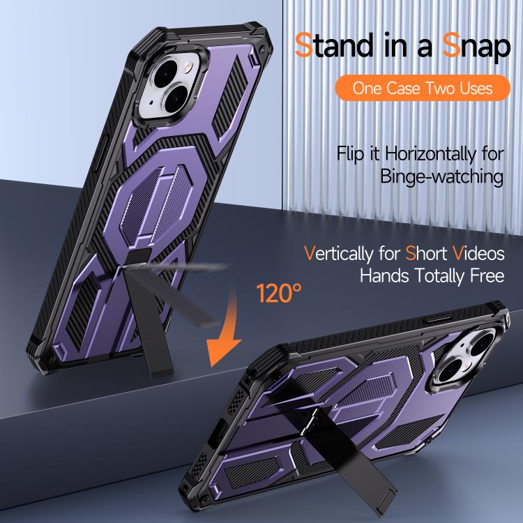 For iPhone 14 / 13 Hidden Metal Holder Magnetic Shockproof Phone Case