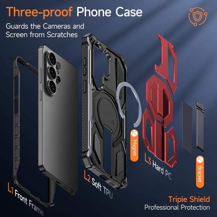 For Samsung Galaxy S26 Ultra 5G Hidden Metal Holder Magnetic Shockproof Phone Case