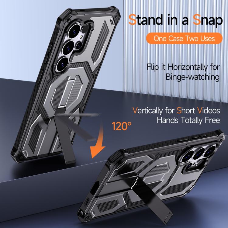 For Samsung Galaxy S26 Ultra 5G Hidden Metal Holder Magnetic Shockproof Phone Case