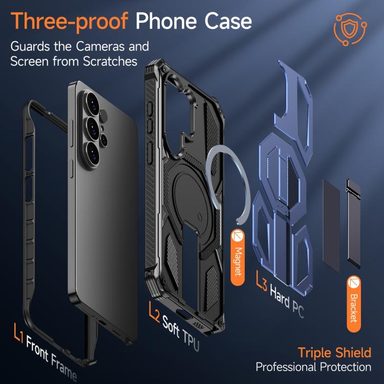 For Samsung Galaxy S26 Ultra 5G Hidden Metal Holder Magnetic Shockproof Phone Case
