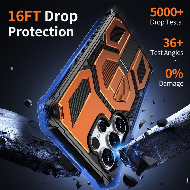 For Samsung Galaxy S25 Ultra 5G Hidden Metal Holder Magnetic Shockproof Phone Case