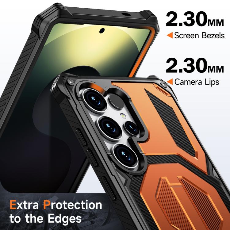 For Samsung Galaxy S25 Ultra 5G Hidden Metal Holder Magnetic Shockproof Phone Case