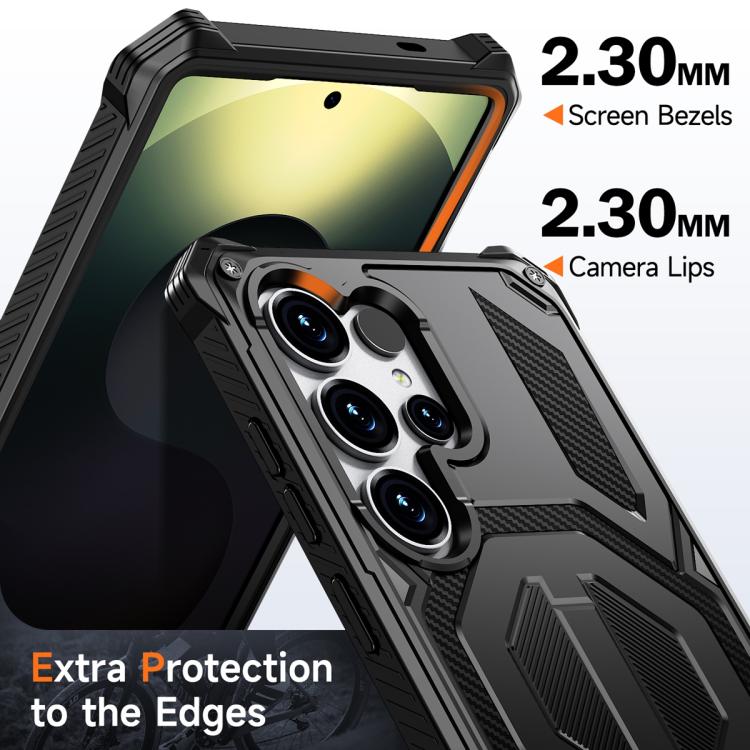 For Samsung Galaxy S25 Ultra 5G Hidden Metal Holder Magnetic Shockproof Phone Case