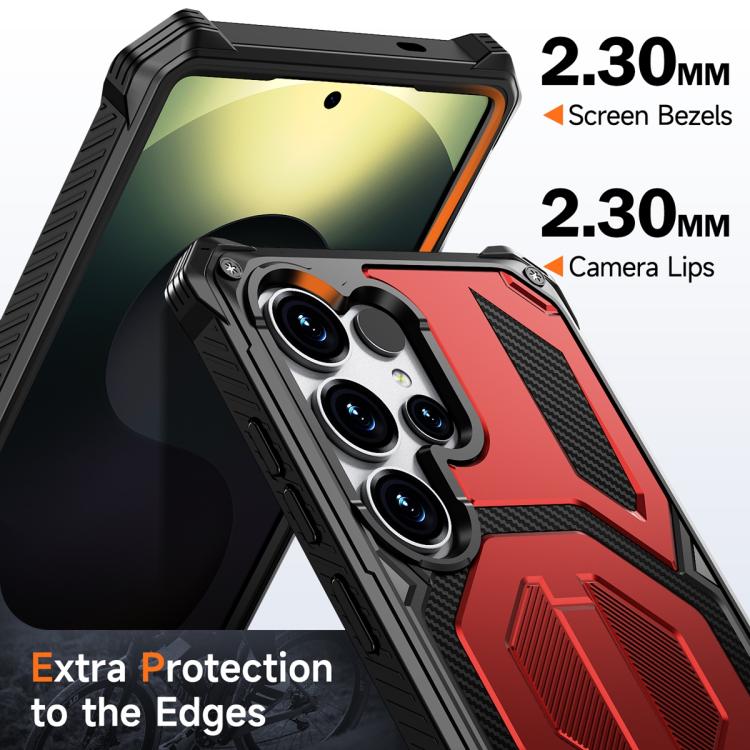 For Samsung Galaxy S25 Ultra 5G Hidden Metal Holder Magnetic Shockproof Phone Case