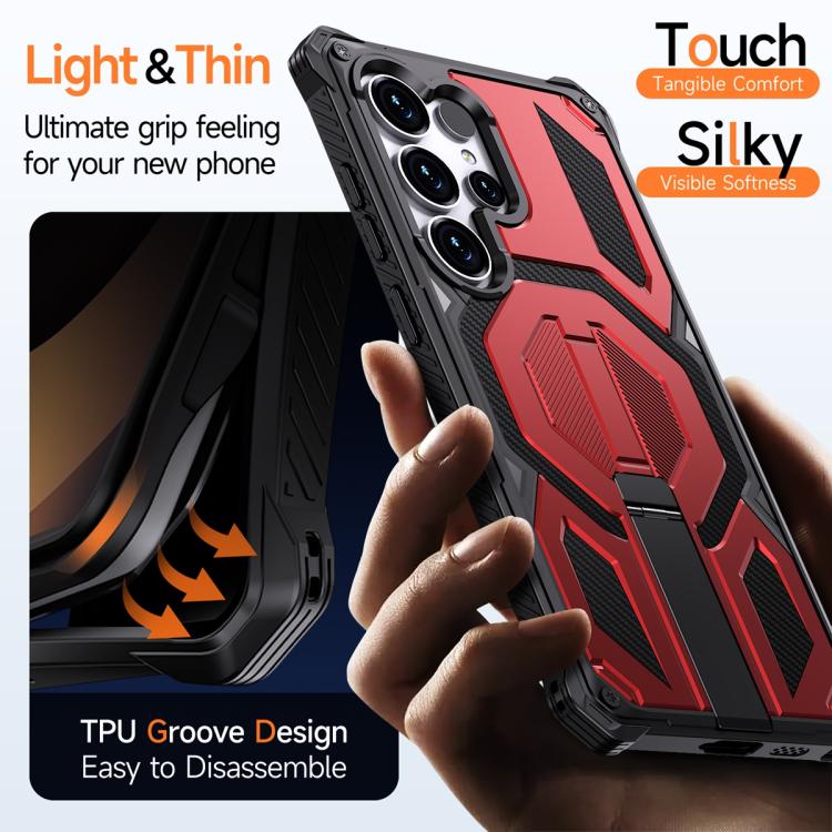 For Samsung Galaxy S25 Ultra 5G Hidden Metal Holder Magnetic Shockproof Phone Case