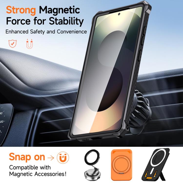 For Samsung Galaxy S25 Ultra 5G Hidden Metal Holder Magnetic Shockproof Phone Case