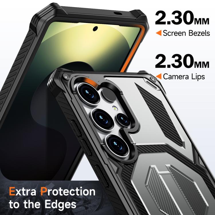 For Samsung Galaxy S25 Ultra 5G Hidden Metal Holder Magnetic Shockproof Phone Case
