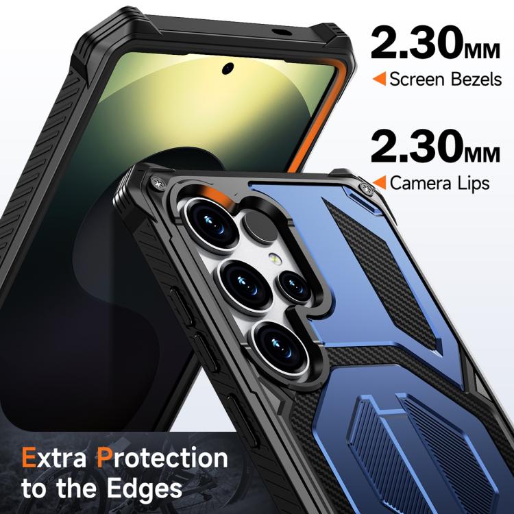 For Samsung Galaxy S25 Ultra 5G Hidden Metal Holder Magnetic Shockproof Phone Case